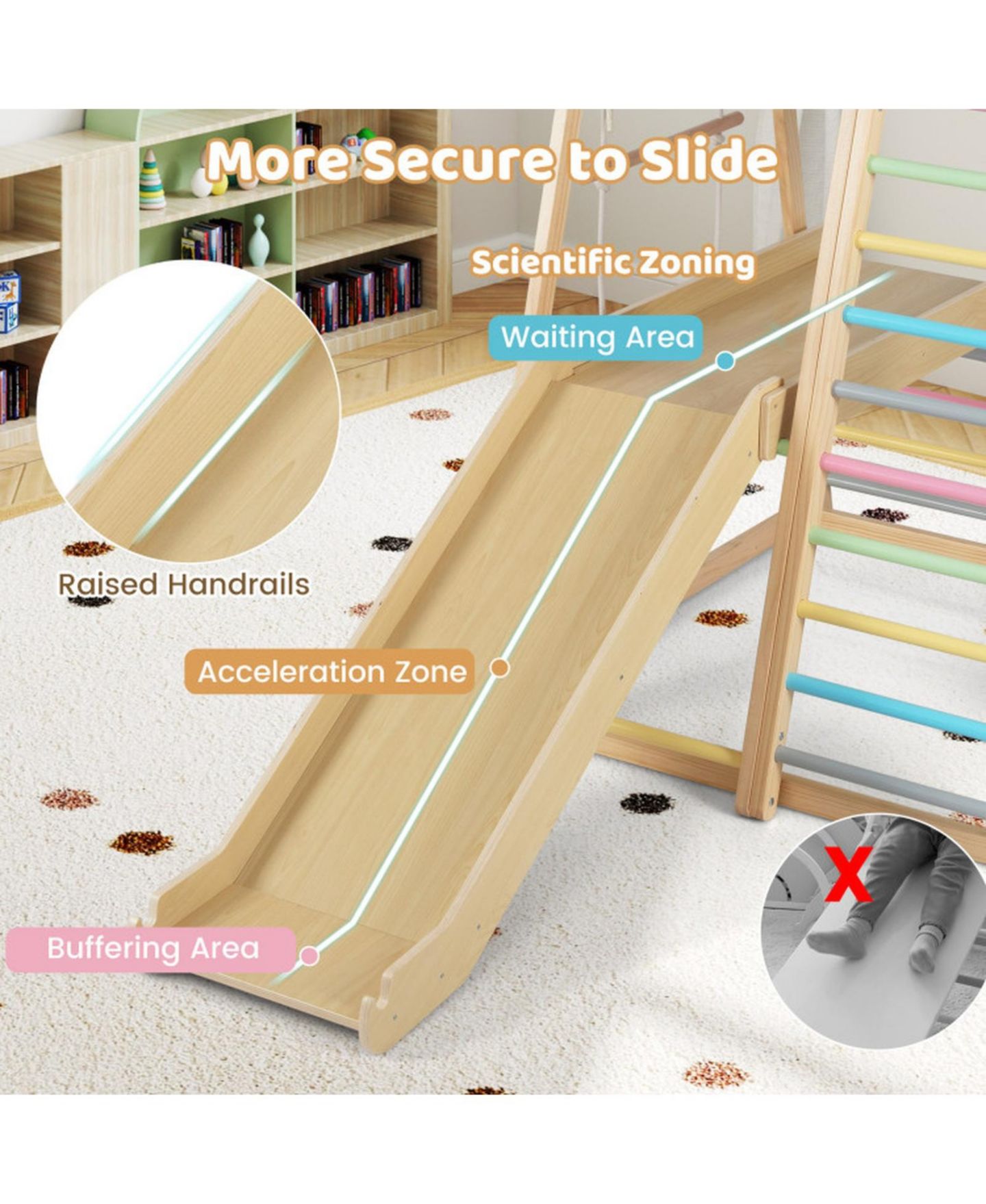 Детский игровой набор SUGIFT 8-in-1 Wooden Climber Playset with Slide & Monkey Bars, Ages 3-5, цвет: Open Miscellaneous — фото 5