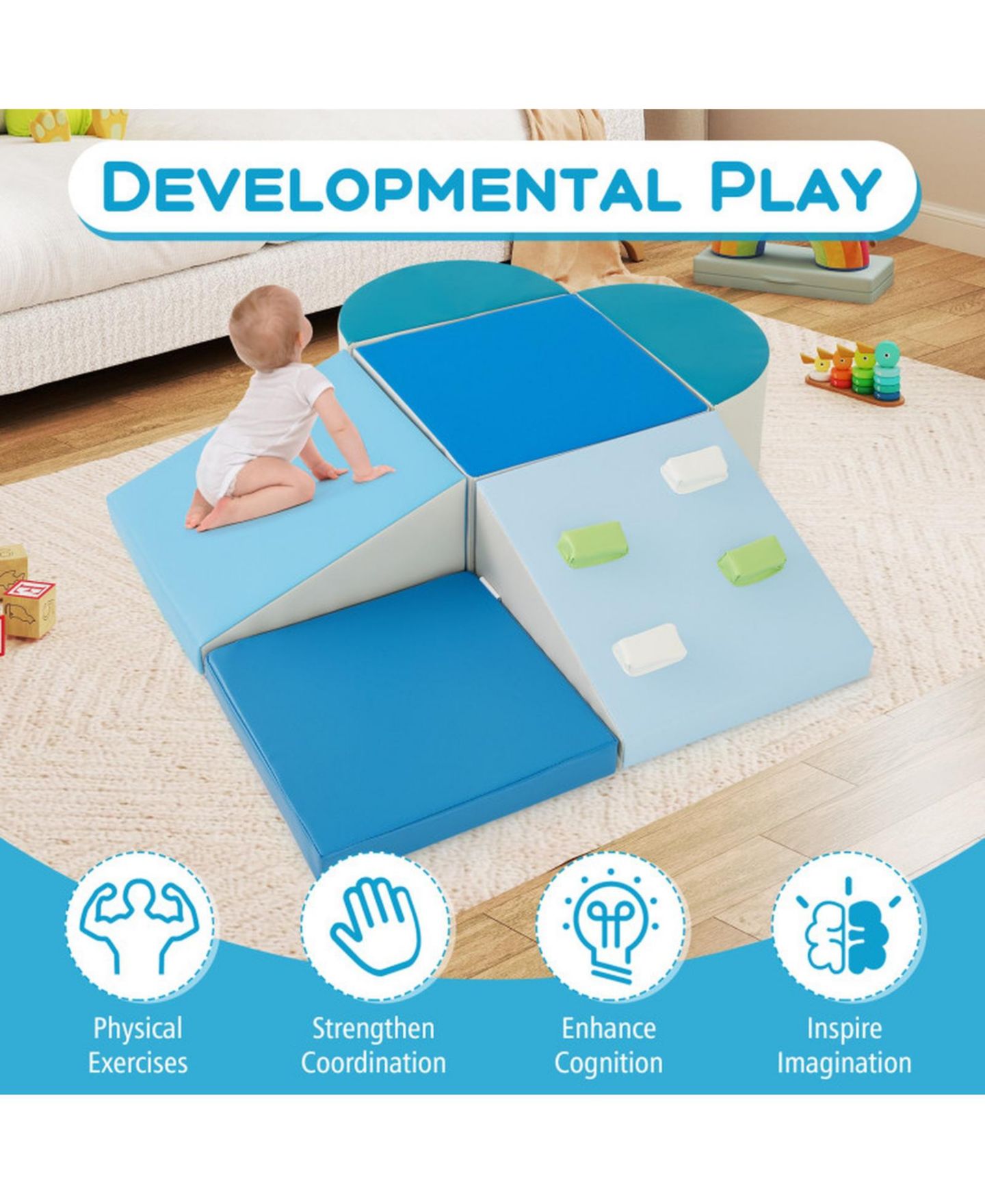 Детский игровой набор SUGIFT Soft-Play Foam-Climbing 6-Piece Playset, Ages 1+, цвет: Open Miscellaneous — фото 4