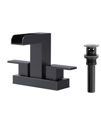 Centerset Bathroom Faucet 2-Handle, 4-Inch Waterfall Basin Faucet with Drain Assembly