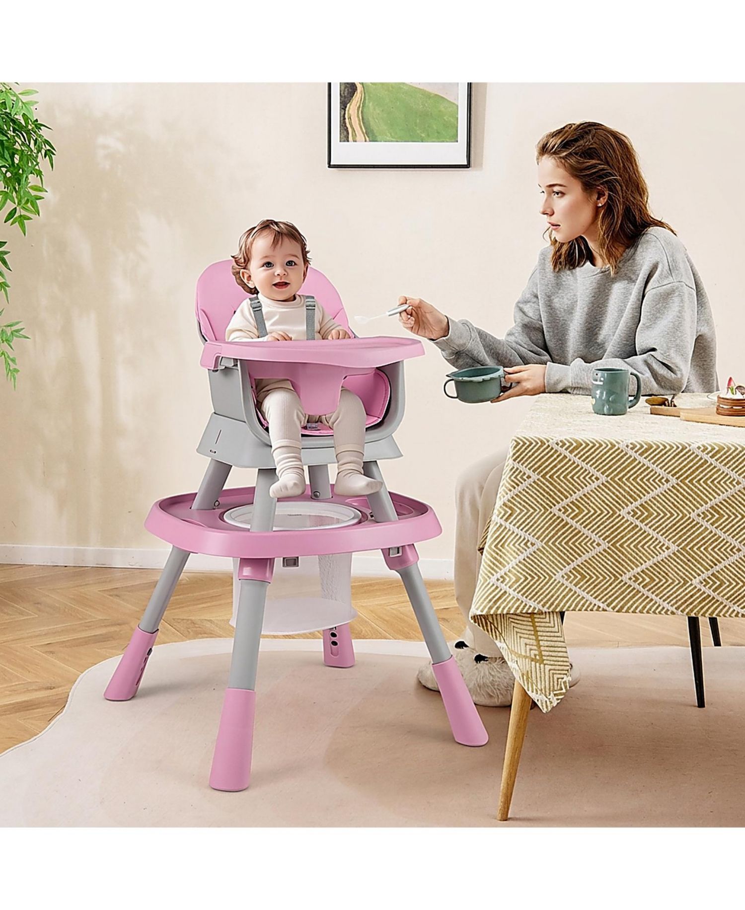Baby Baby 16-in-1 Convertible High Chair with Activity Center and Rotating Booster Seat
