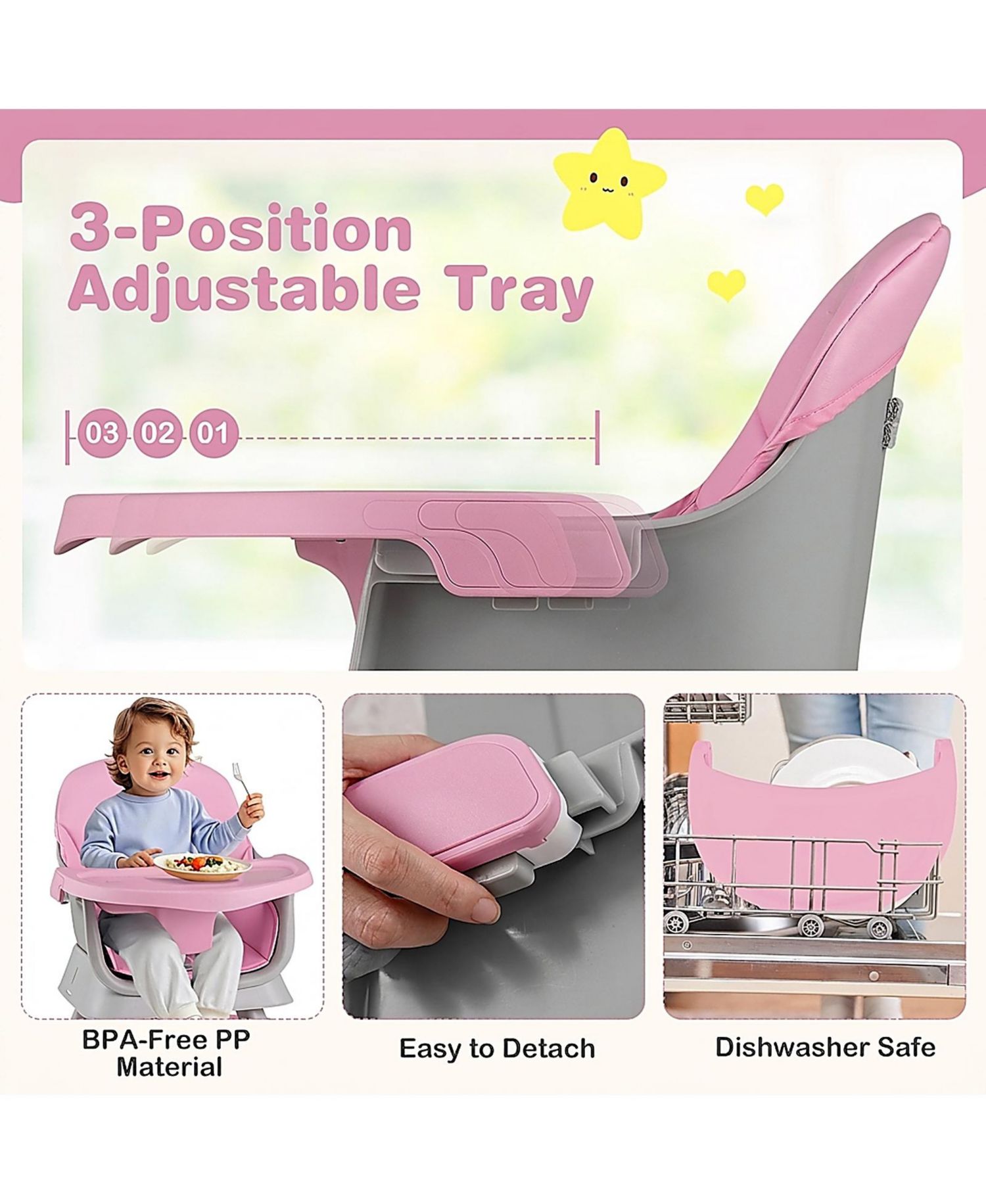 Baby Baby 16-in-1 Convertible High Chair with Activity Center and Rotating Booster Seat