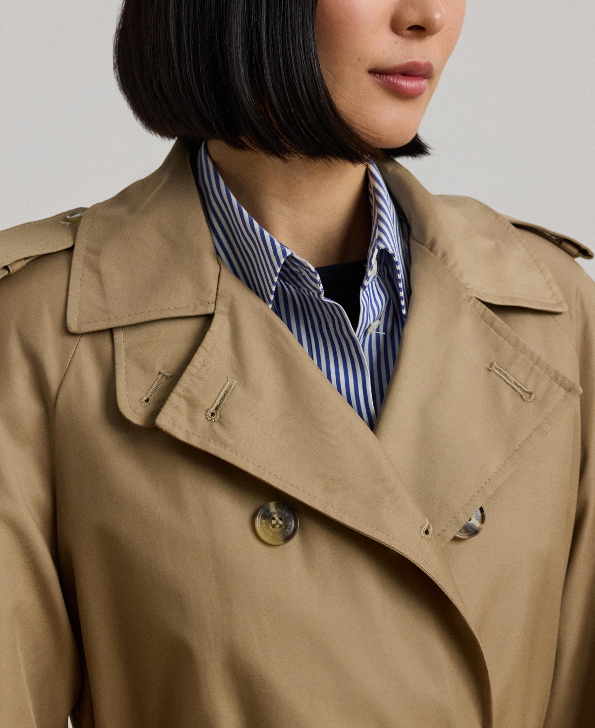 Lauren Ralph Women's Double-Breasted Maxi Trench Cotton-Blend Coat
