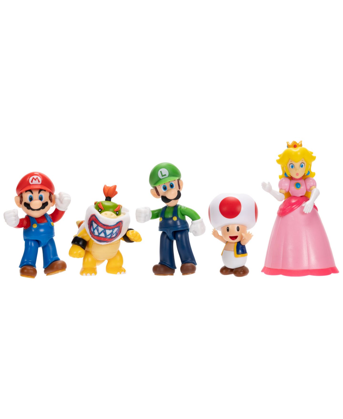 Детские фигурки SUPER MARIO Mario, Luigi, Princess Peach, Toad & Bowser Jr. 2.5" 5-Pack Action Figures, Ages 3+ — фото 2
