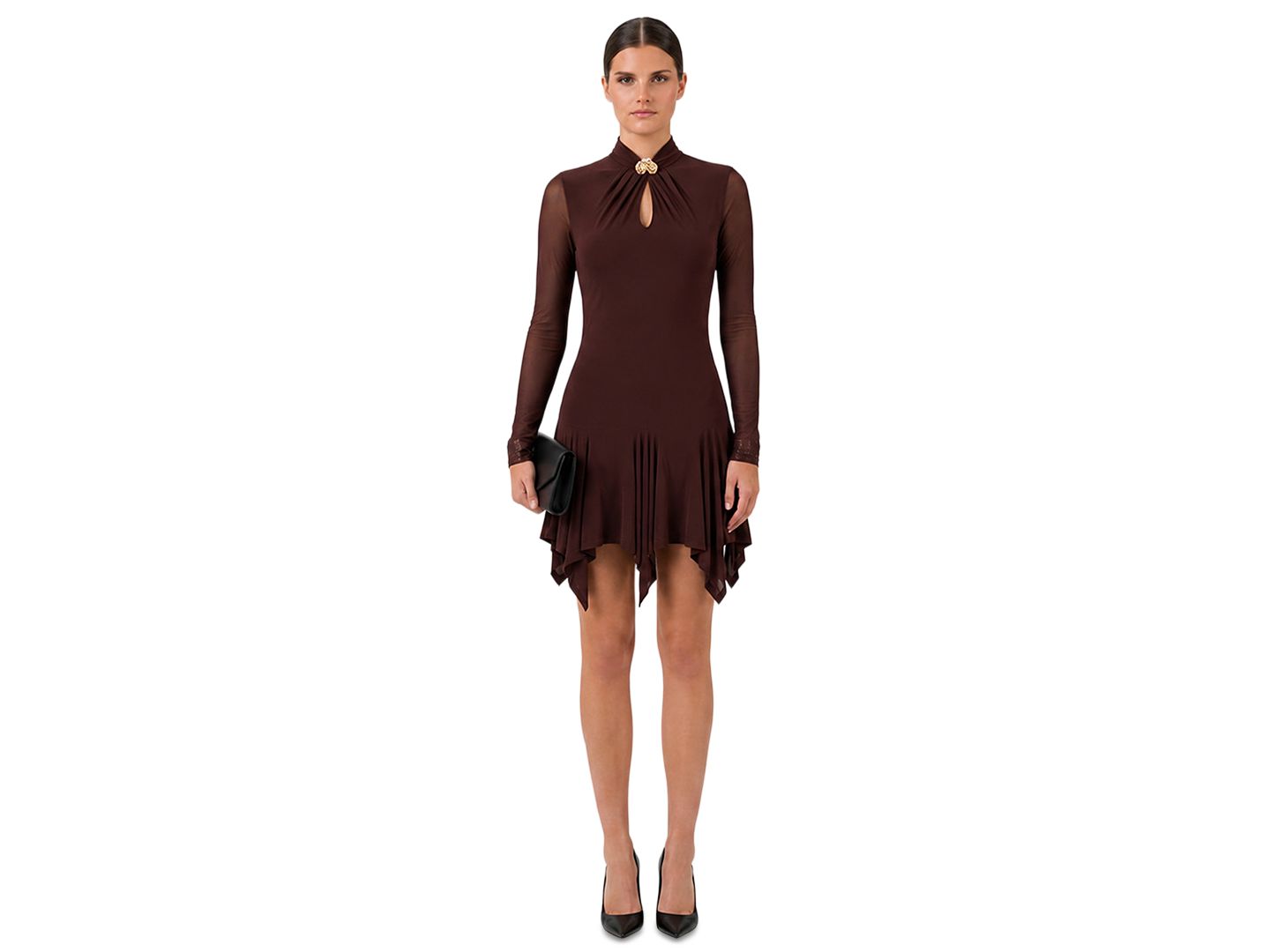 Женское платье RACHEL Rachel Roy Mesh Long-Sleeve Fit & Flare, цвет: Изюмный — фото 1