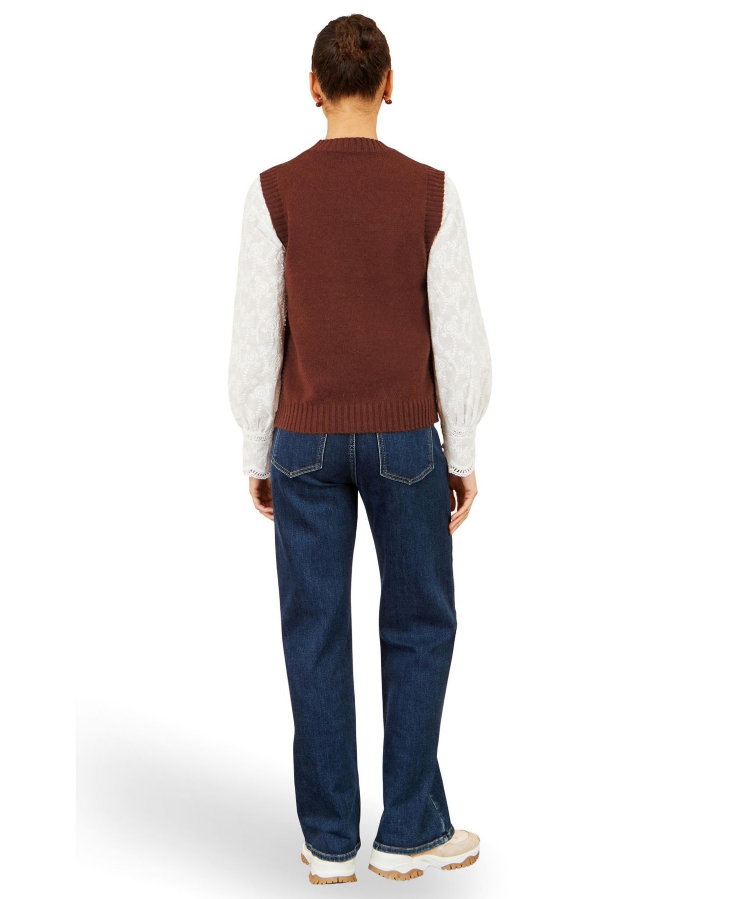 Women's Floral-Print Applique Sleeveless Sweater Vest