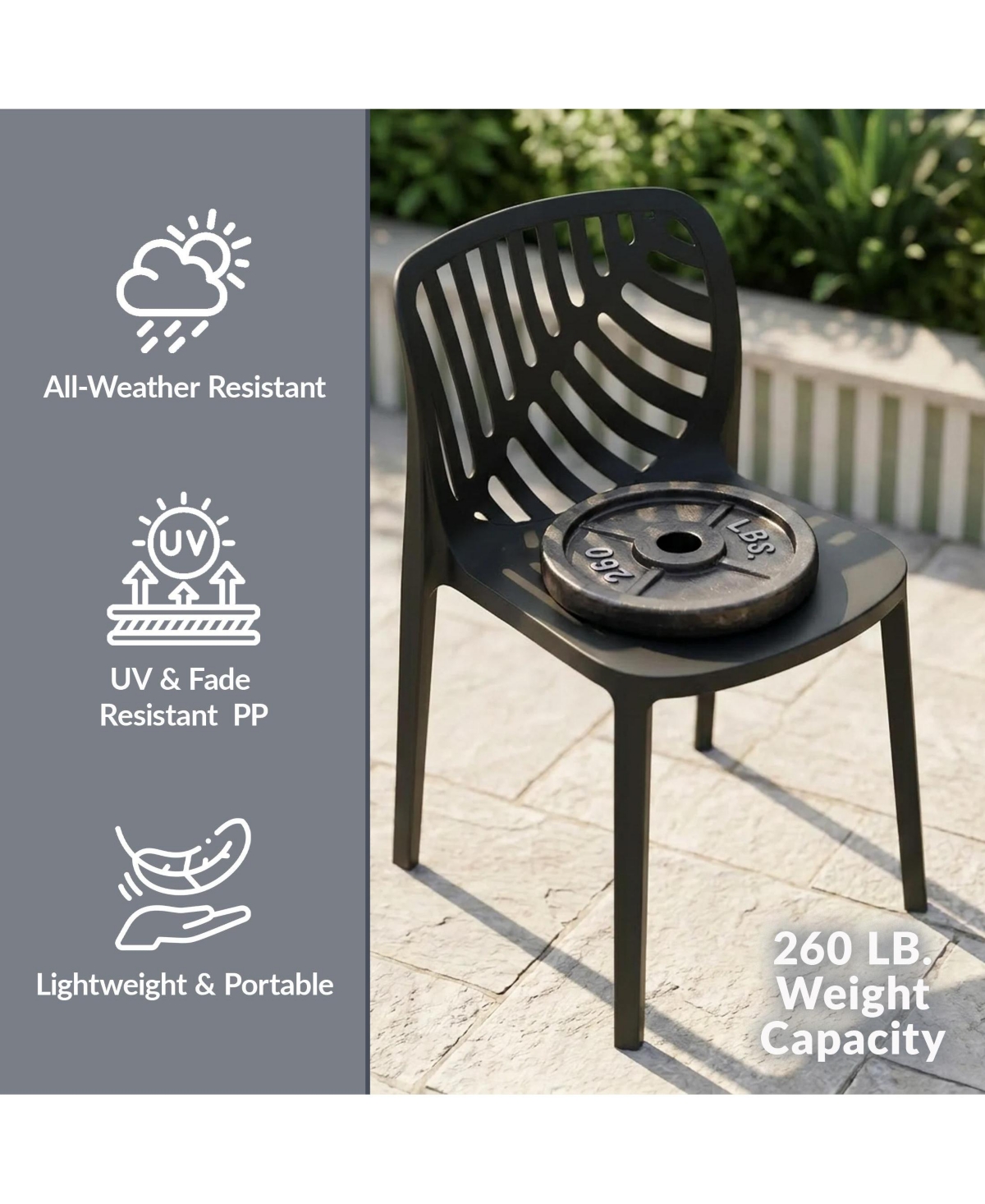 WestinTrends Outdoor Modern Stackable Polypropylene Plastic Patio Bistro Dining Side Chairs (Set of 2)