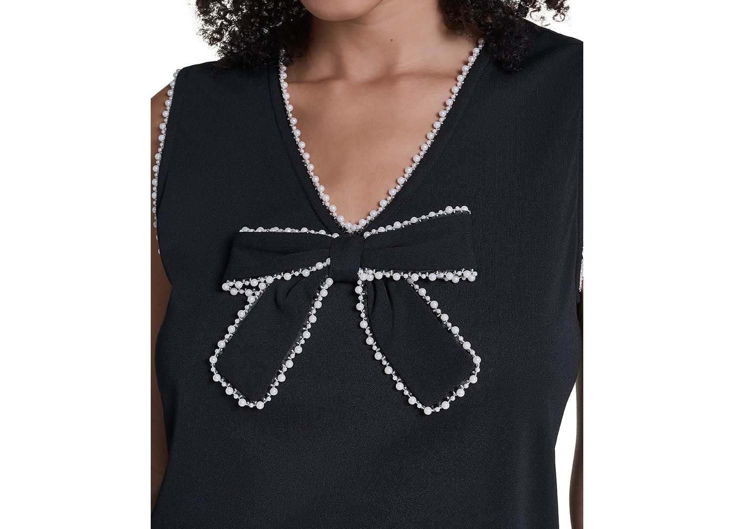 Petite Sleeveless V-Neck Bow Detail Blouse