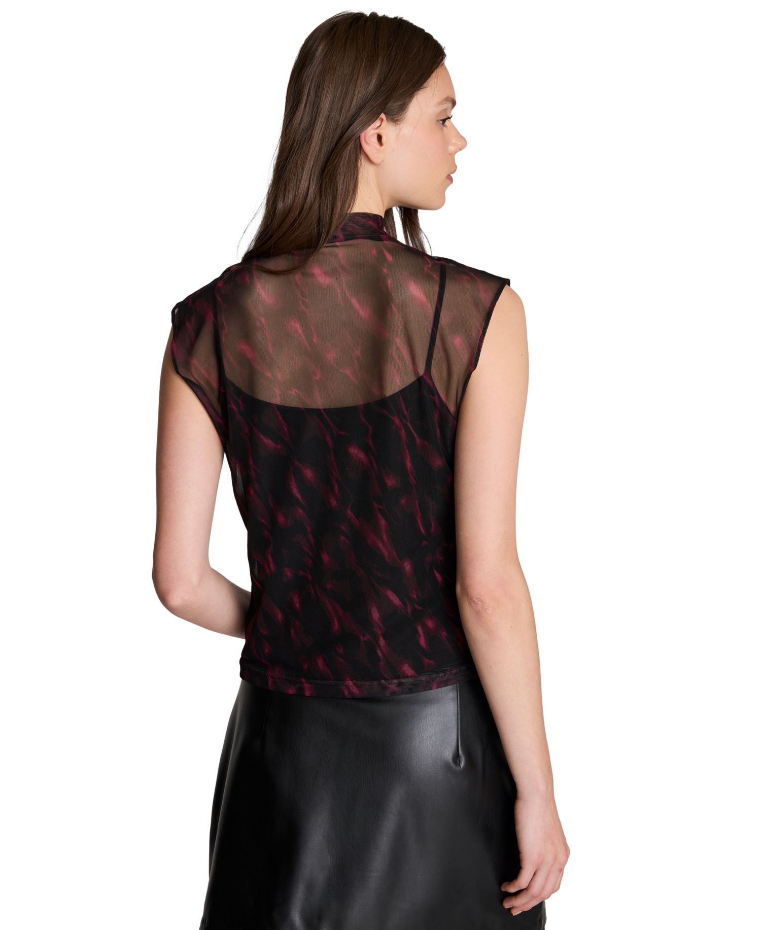Women's Mock Neck Sleeveless Pullover with Interior Cami