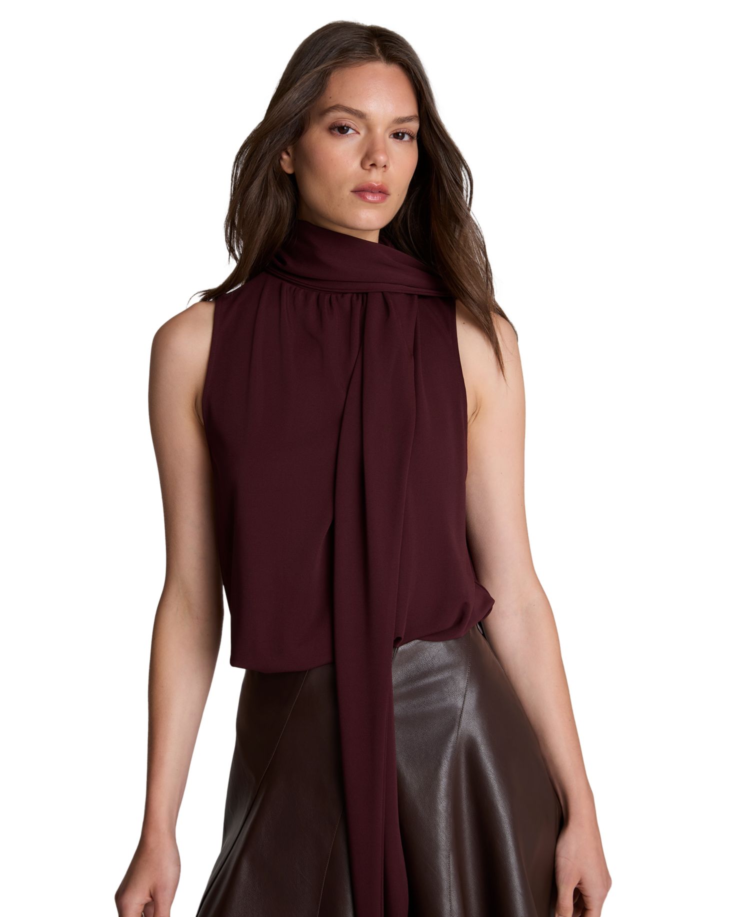 Women's Scarf Neck Sleeveless Pullover