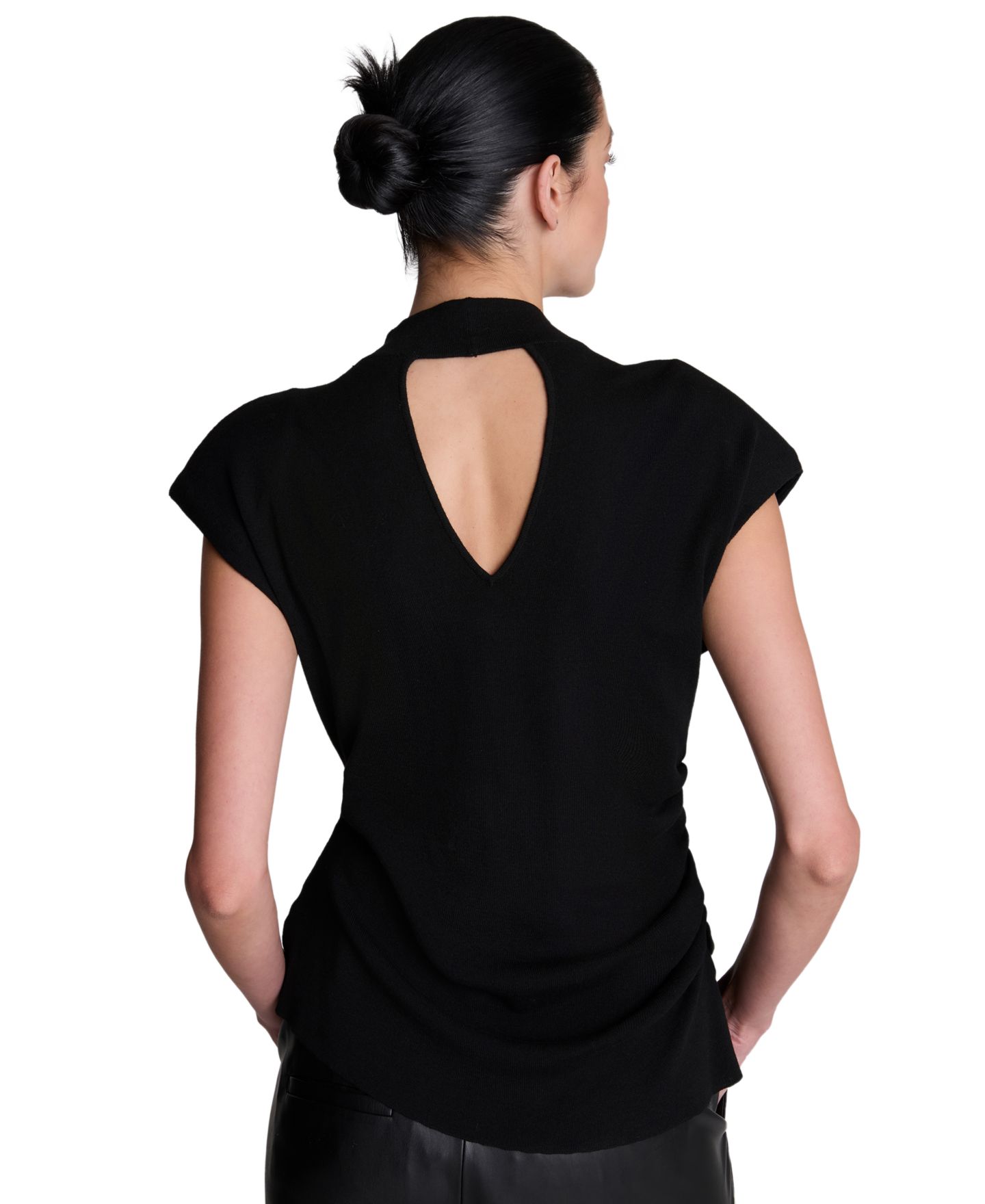 Женский топ Kenneth Cole Extended Shoulder Keyhole Back Mock Neck, цвет: Чёрный — фото 6