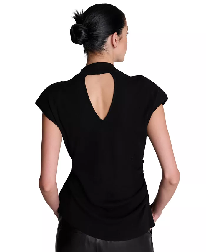 Women's Extended Shoulder Keyhole Back Mock Neck - thumbnail 6