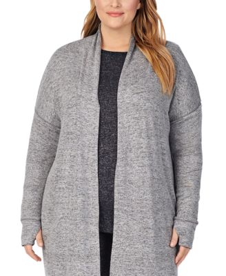 Plus Size SoftKnit Shawl Collar Thumbhole Sleeves Wrap