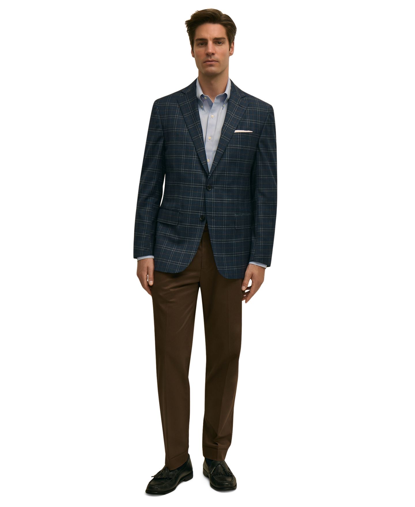 Мужской пиджак Brooks Brothers Classic-Fit Long-Sleeve Sport Coat, цвет: Синий клетчатый — фото 2