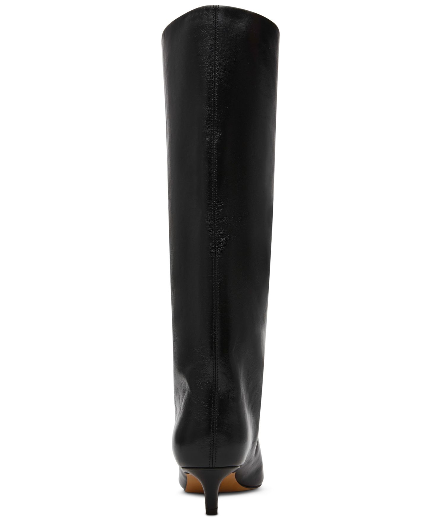 Женские ботинки Steve Madden Lychee Kitten-Heel Stovepipe Knee-High Dress Boots, цвет: Чёрный блестящий — фото 3