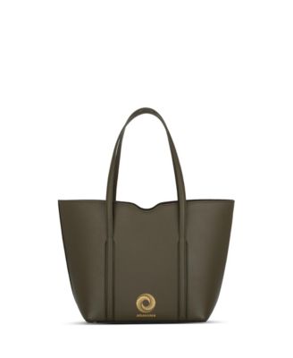 Amala Italian Leather Zip Tote Bag with Gold Monogram