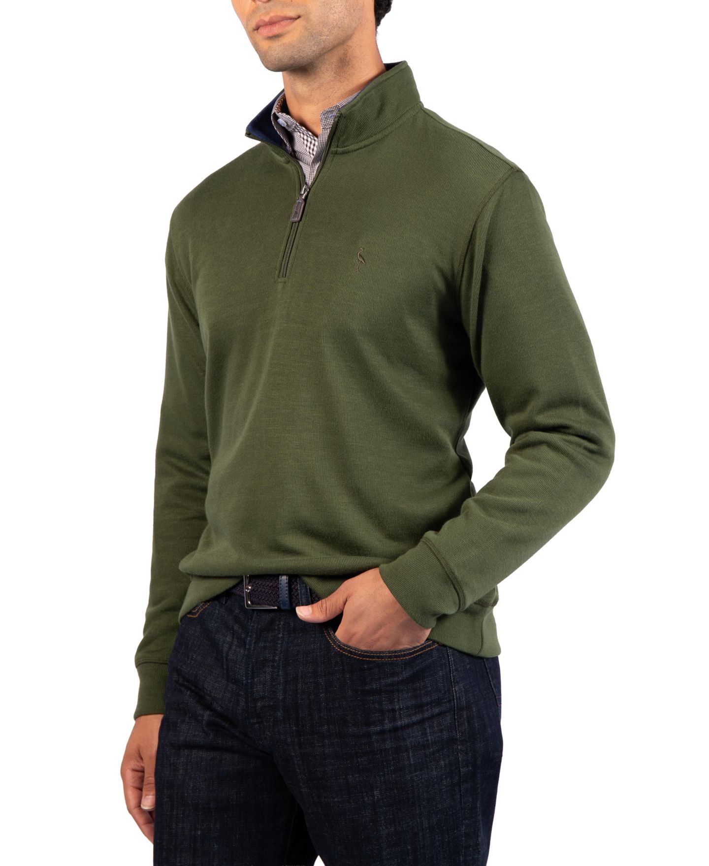 Мужской свитер Tailorbyrd French Rib Quarter Zip, цвет: Армейский зелёный — фото 3