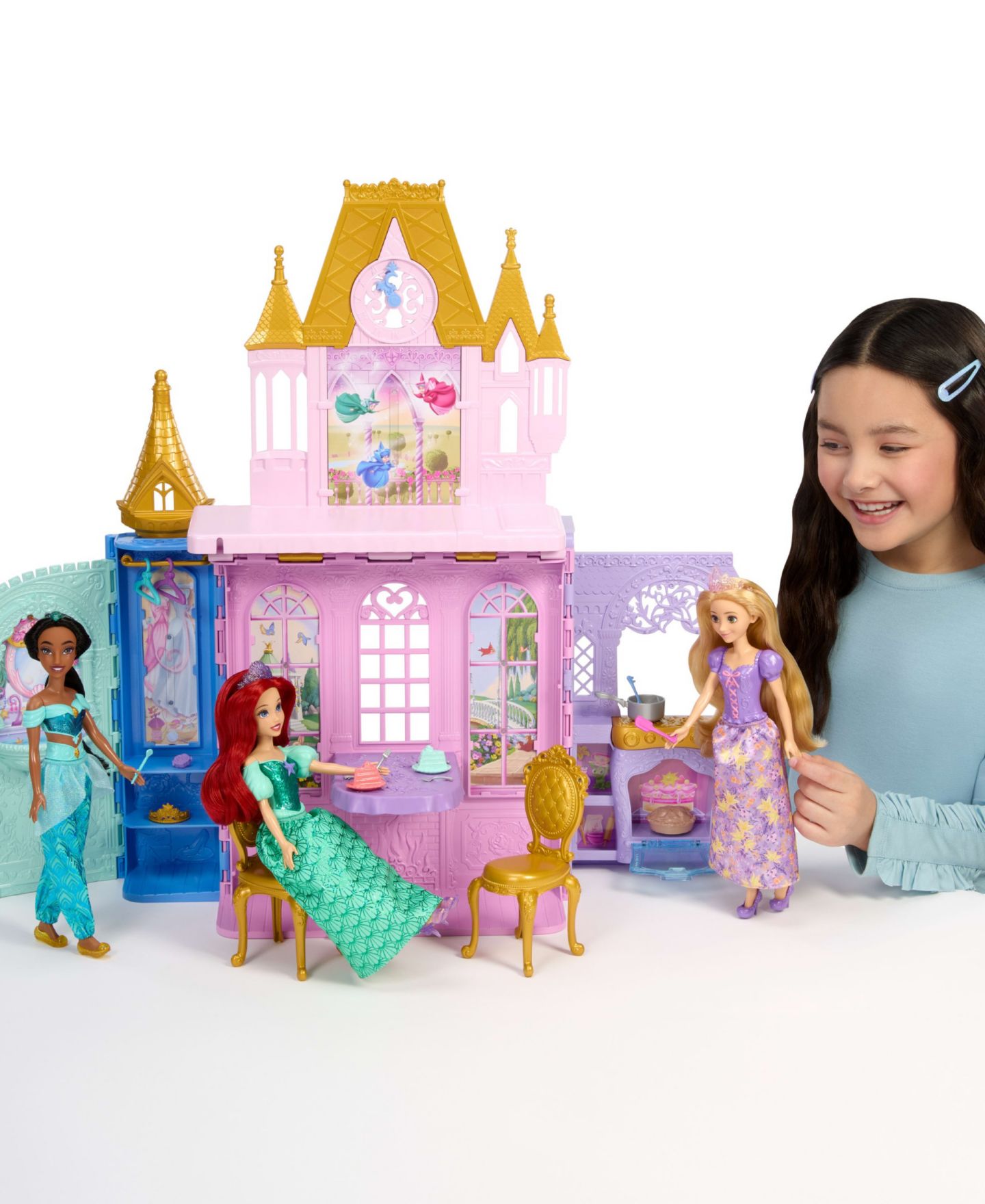 Детский игровой набор Disney Princess Rapunzel Close & Carry Castle Portable Doll and Five-Play-Area Playset, Ages 3+ — фото 3