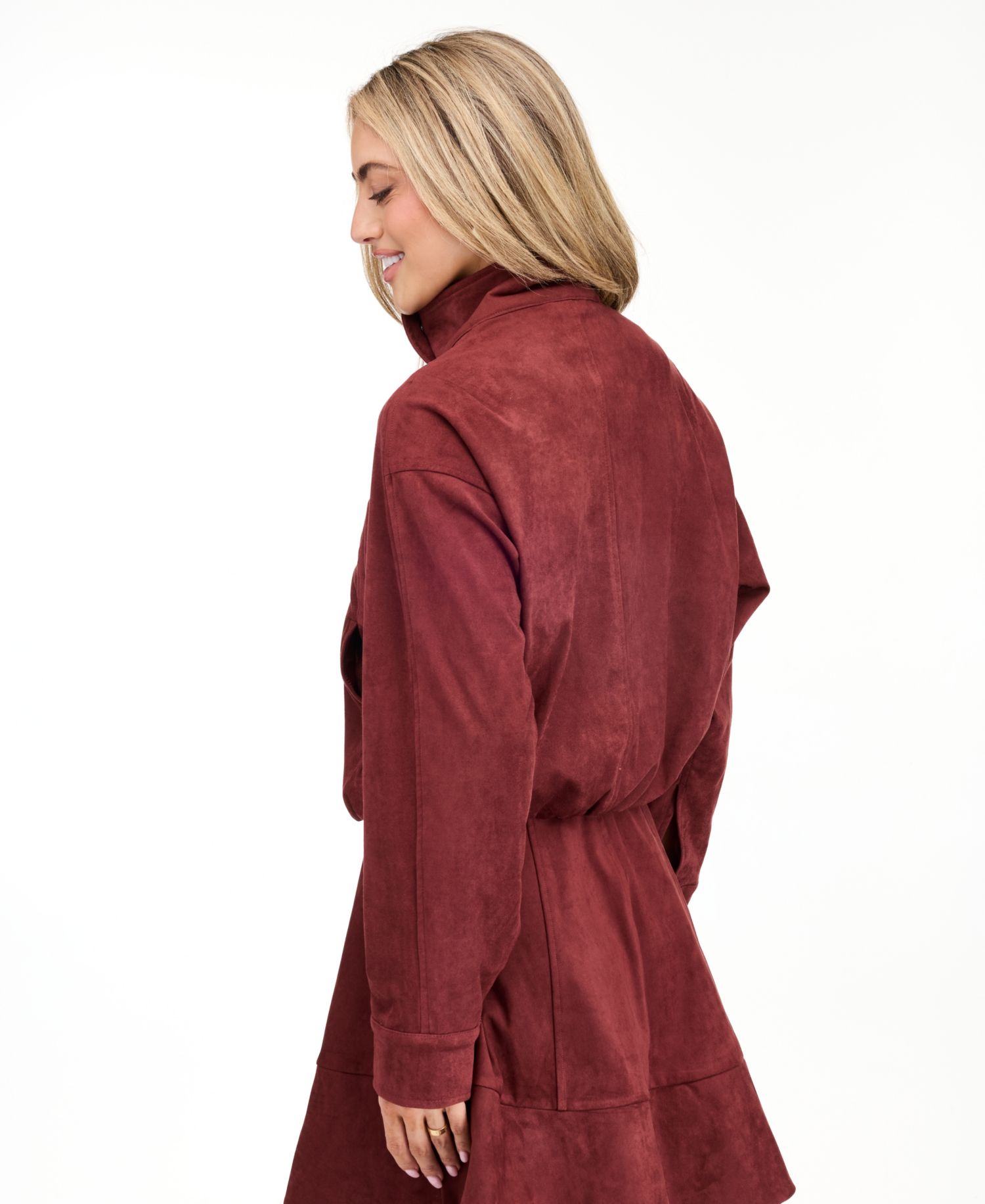 Women's Porter Faux-Suede Bomber Funnel Neck Jacket