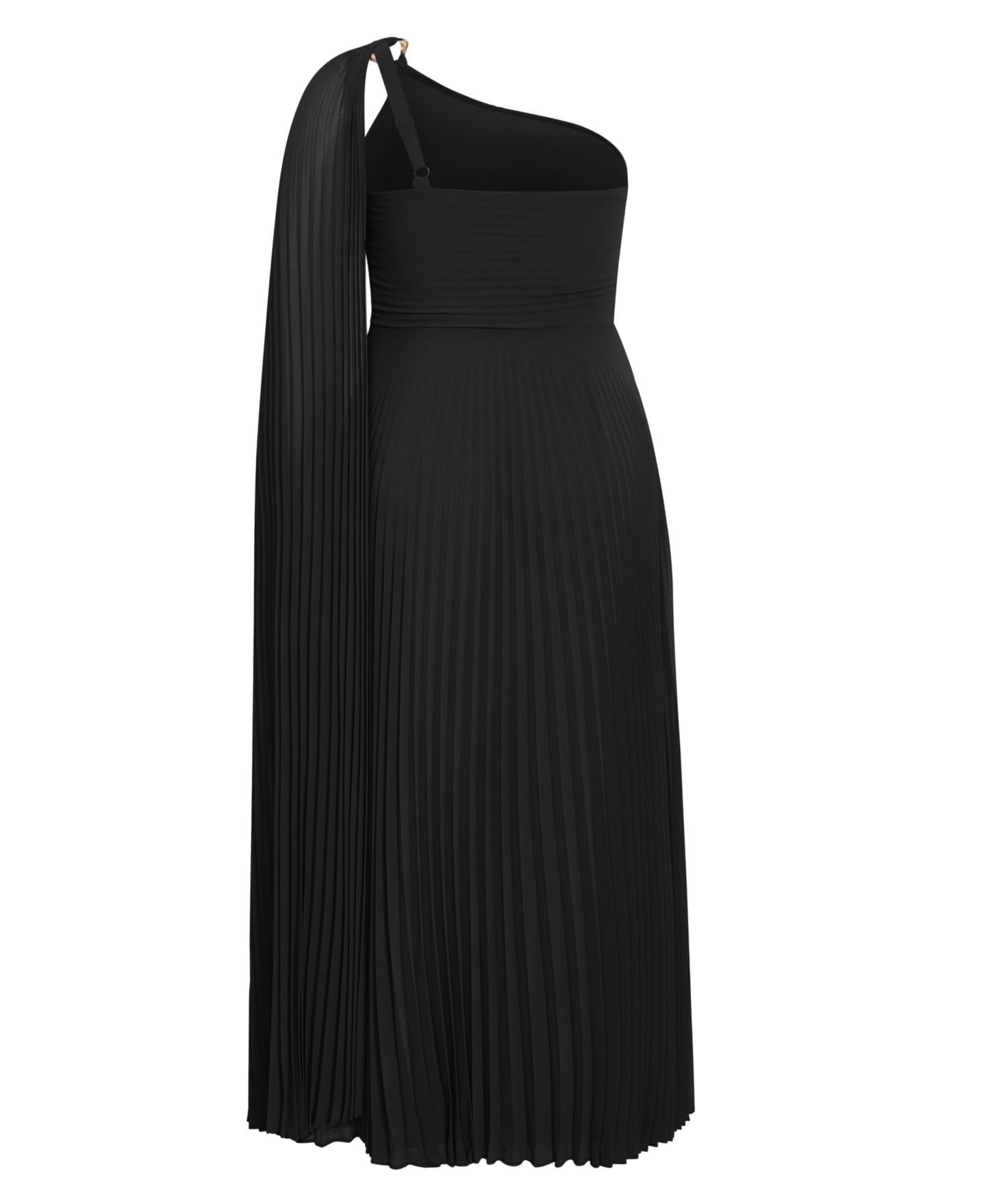 Женское платье CITY CHIC Plus Size Eloura One Shoulder Pleat Maxi, цвет: Чёрный — фото 5
