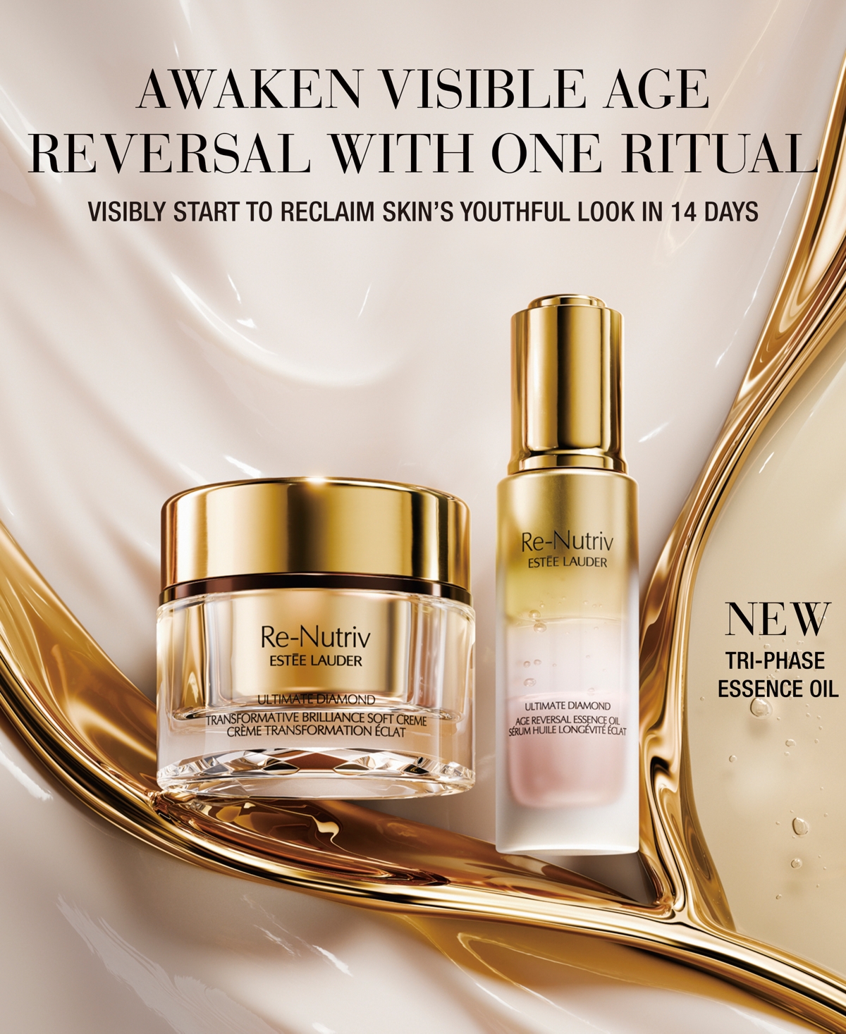 Estee Lauder Re-Nutriv Ultimate Diamond Age Reversal Face Serum Oil Essence, 1 oz.