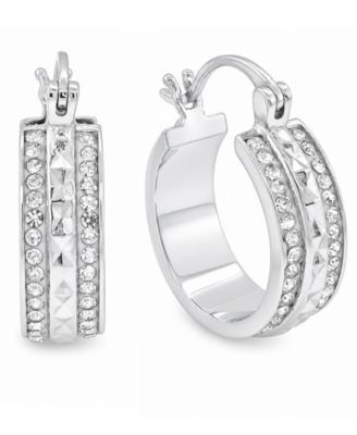 Crystal Silver Plated Hoop Earring