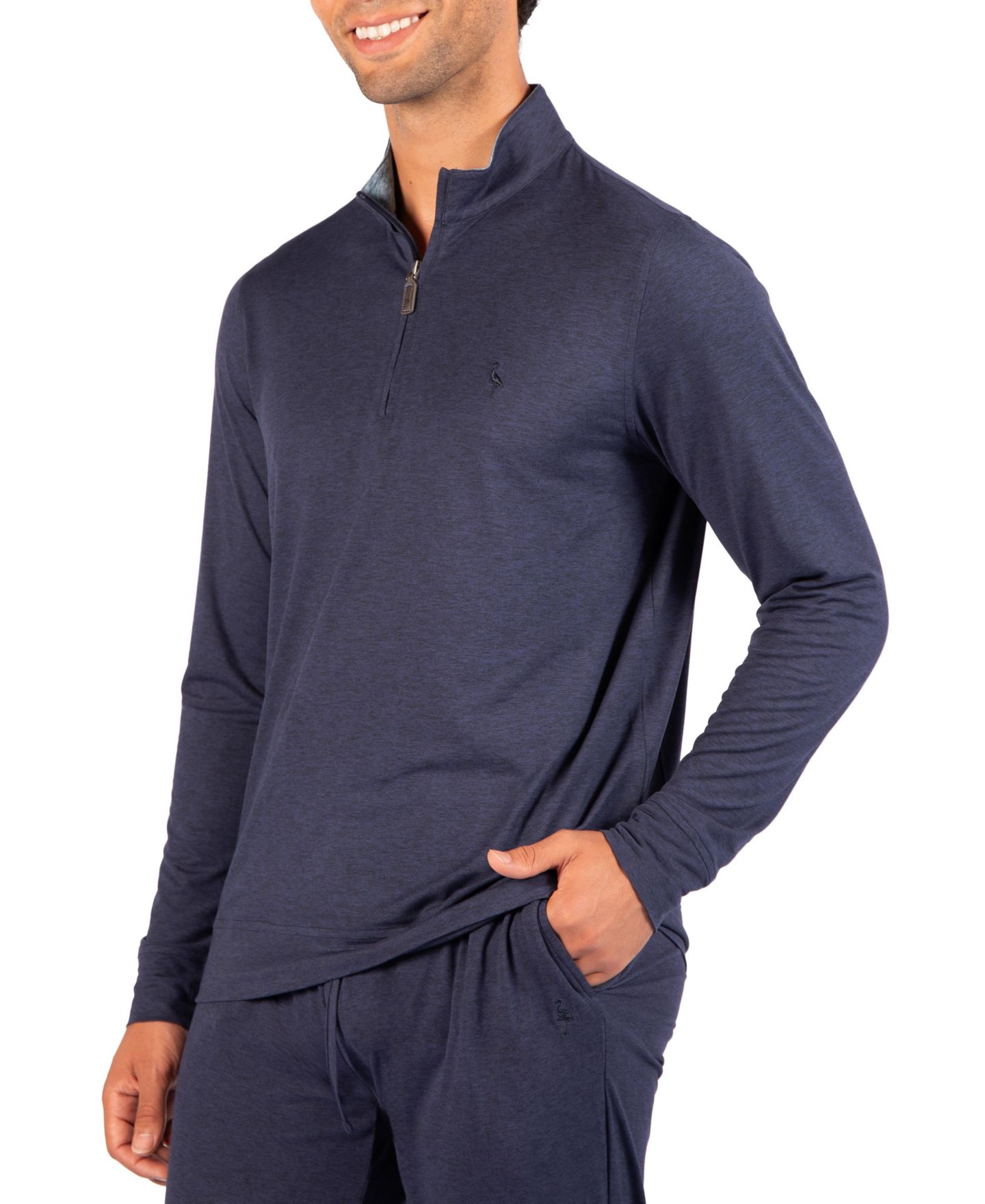 Мужской свитер Tailorbyrd Brushed Melange Quarter Zip, цвет: Тёмно-синий — фото 3