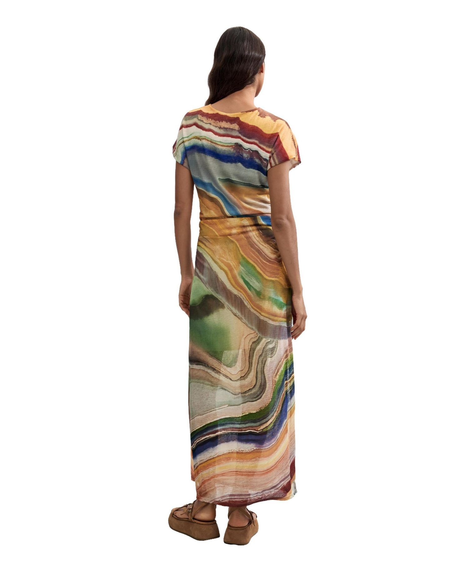 Women's Short-Sleeve Print Midi Dress