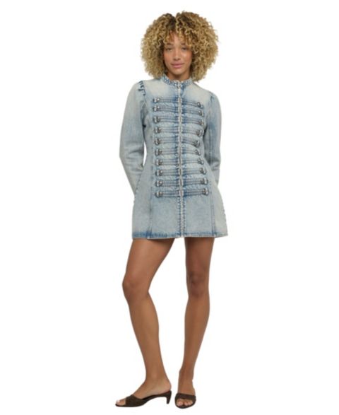 Женское платье Blank NYC On Duty Long-Sleeve Mini Denim, цвет: Светлый индиго