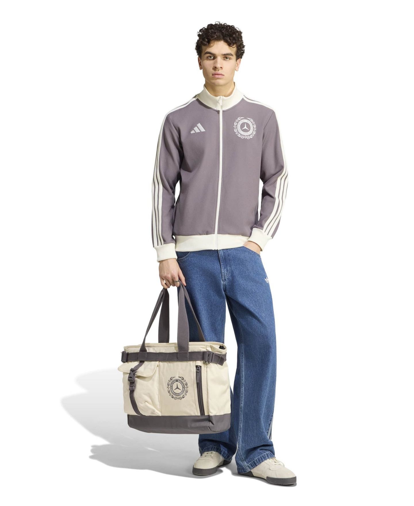 Мужской свитшот adidas Gray Mercedes-AMG Petronas F1 Team Silver Arrows Icon Full-Zip Track Sweatshirt — фото 2