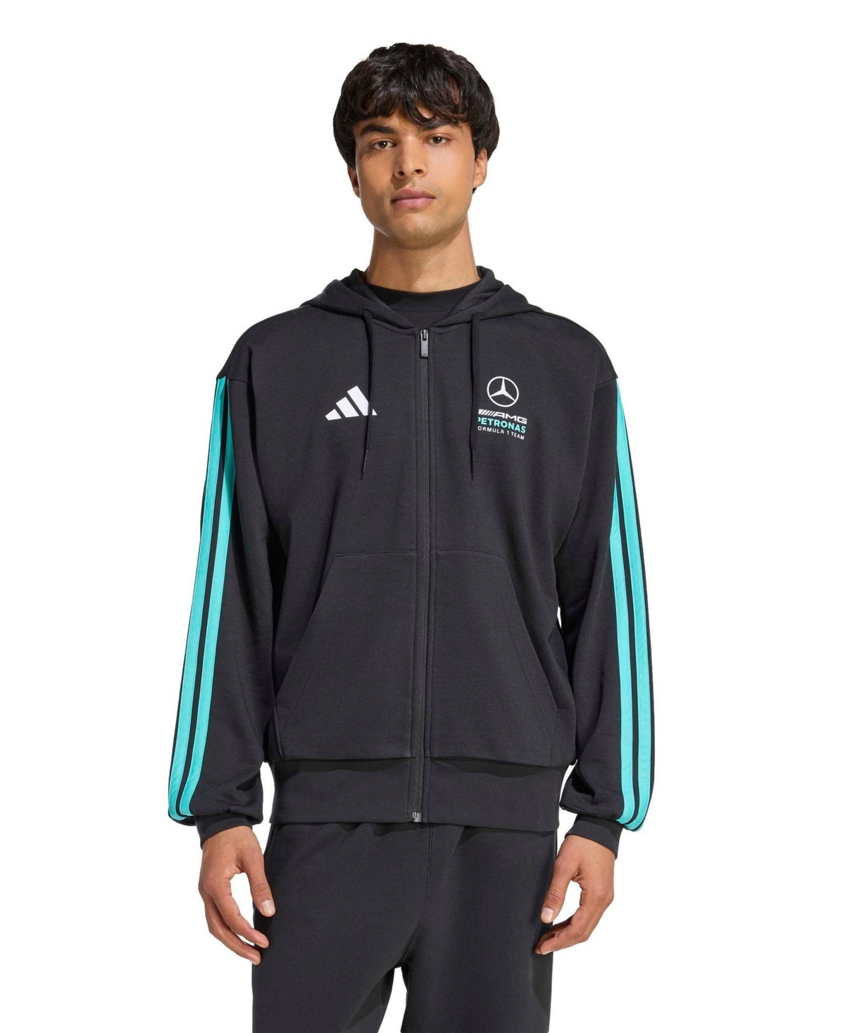 Adidas Men's Black Mercedes-amg Petronas F1 Team 2026 Alpha Skin Full-Zip Tri-Blend Hoodie - Black, Mint