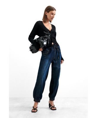 Women's High-Waisted Cotton-Blend Denim Joggers