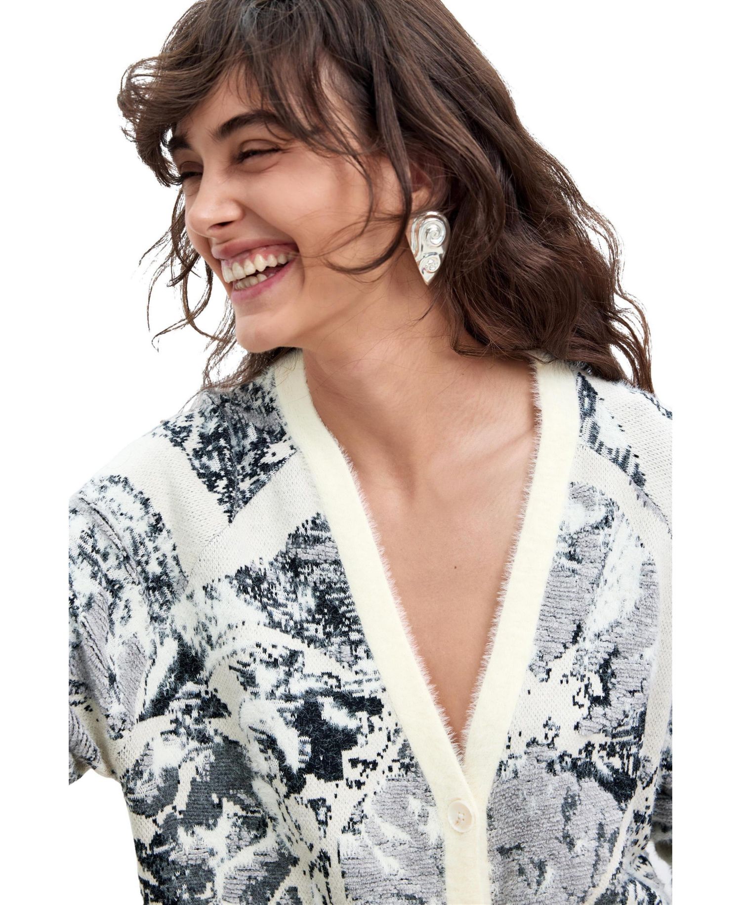 Women's M. C. Lacroix Floral-Print Jacquard Button-Front Cardigan