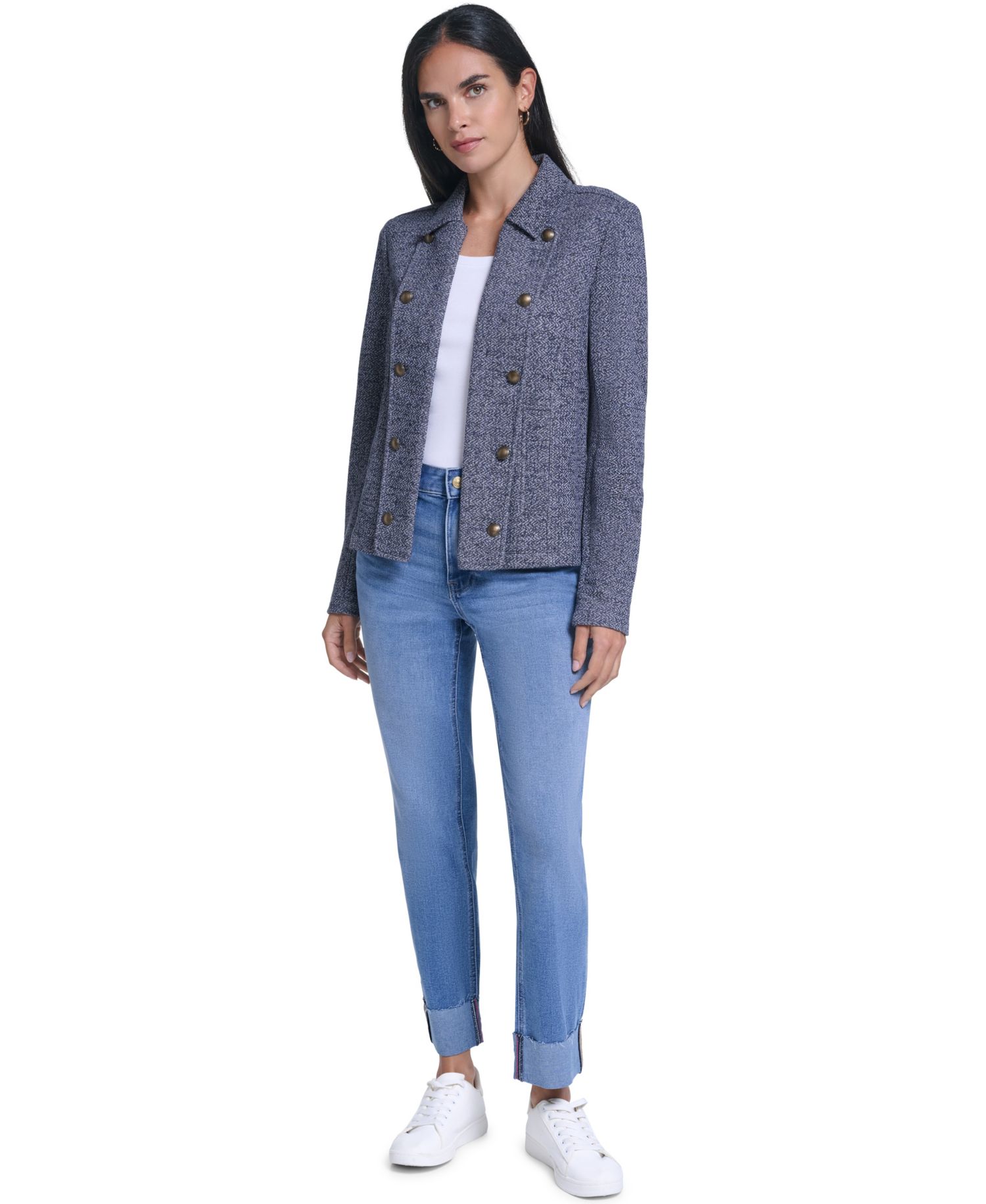 Women's Marled Band Double-Breasted Jacket