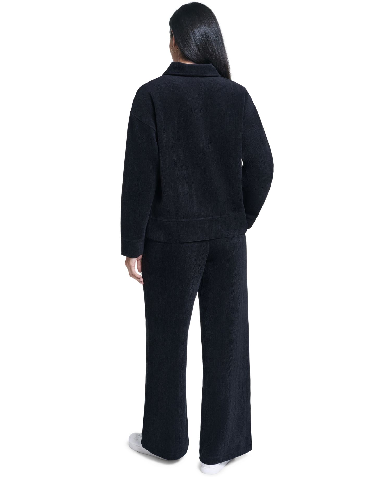 Women's Herringbone Rib Quarter-Zip Pullover Top