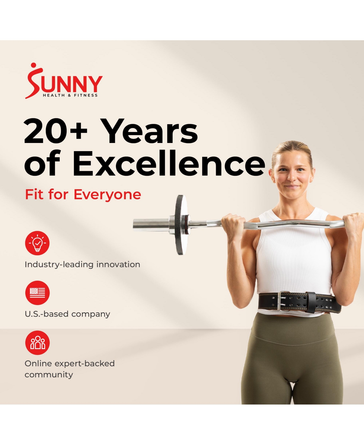 Sunny Health & Fitness Heavy-Duty 4" Leather Weightlifting Belt with Back Support And Adjustable Fit for Strength Training
