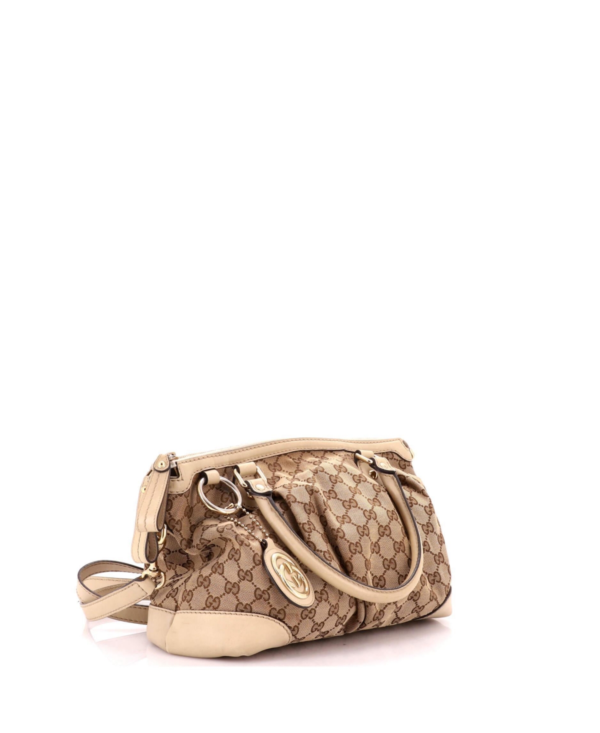 Pre-Owned Gucci Medium Sukey Top Handle Satchel Gg Canvas with Leather
