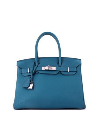 Birkin 30 Handbag Blue Togo with Palladium Hardware