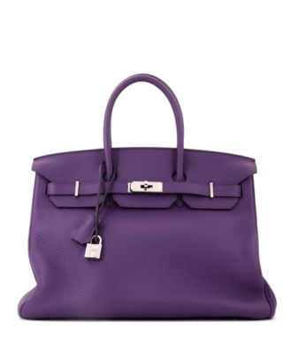 Birkin 35 Handbag Purple Clemence with Palladium Hardware