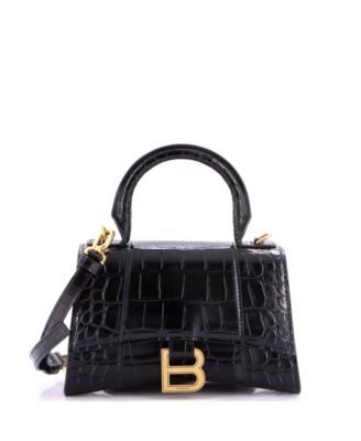 XS Hourglass Top Handle Bag Embossed Leather