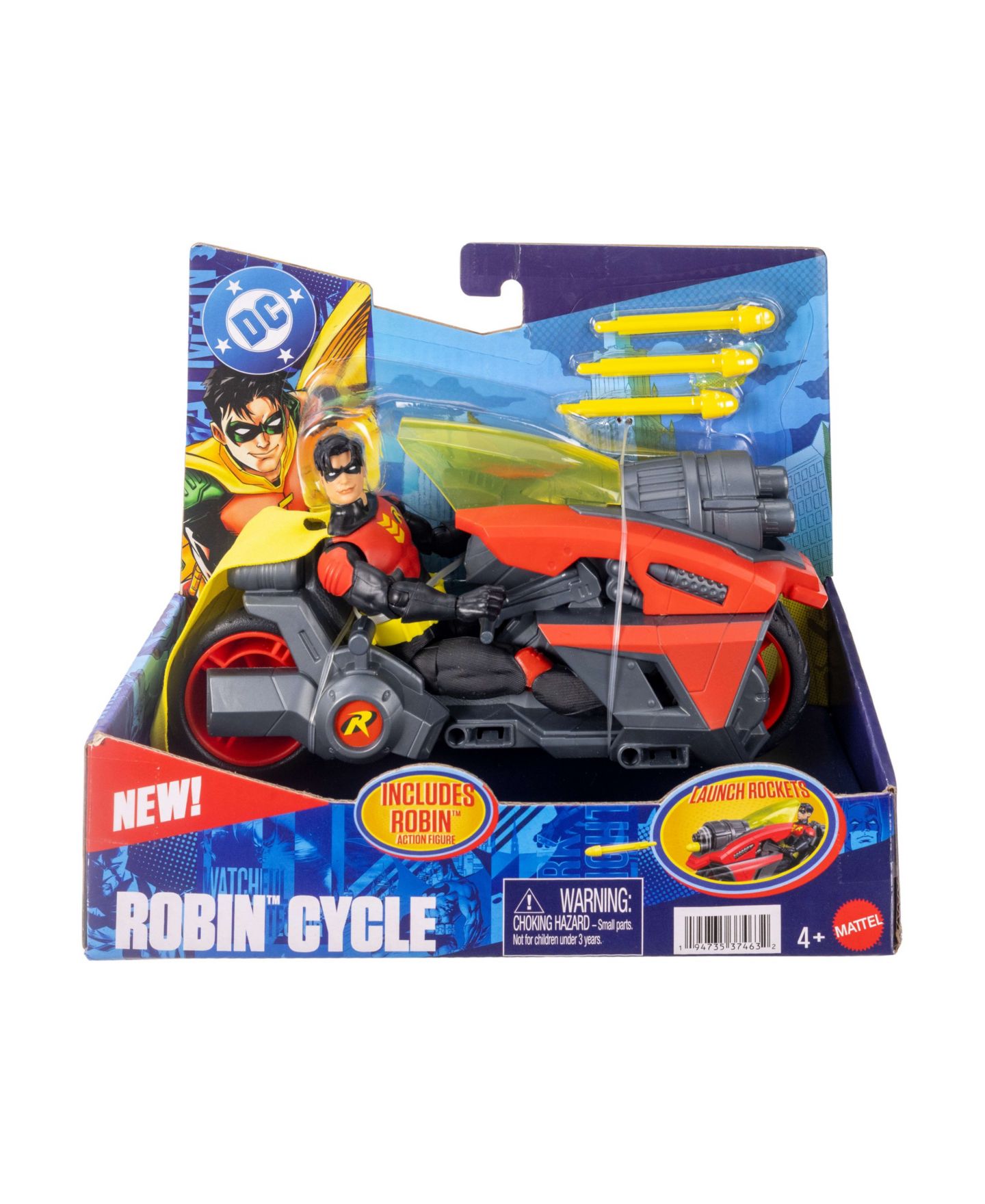 Детские фигурки DC Comics Batlink Robin 6.5" Projectile-Launch Motorcycle 3-Piece Action Figure Set, Ages 4+ — фото 6