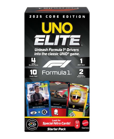 Детская карточная игра Mattel UNO Elite Formula 1 2025 Core Edition Card Game, Ages 7+