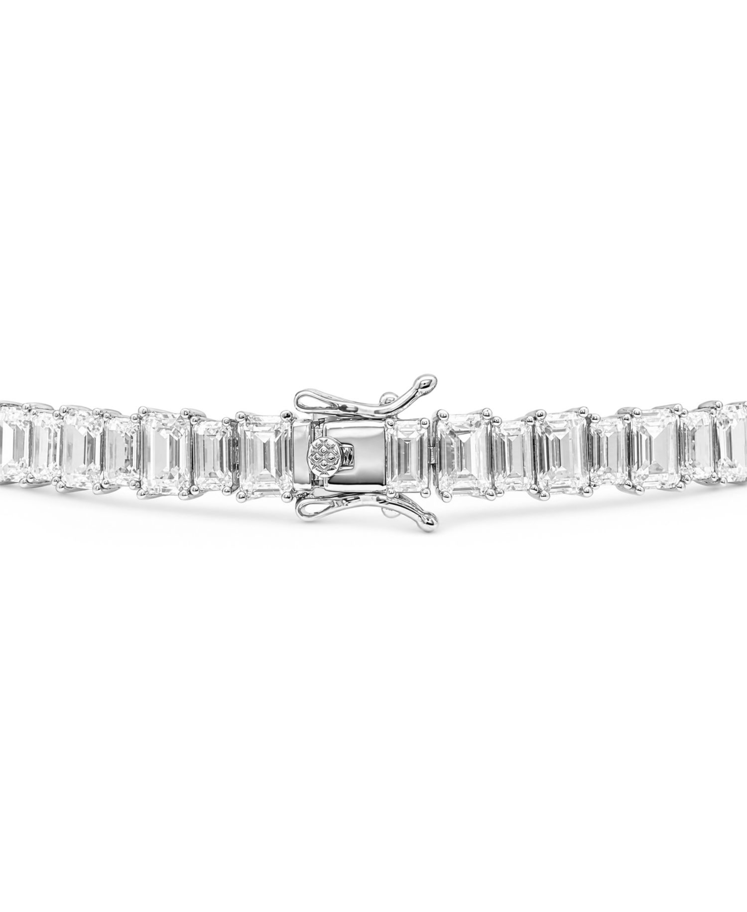 Fine Silver-Plated Pave Square Tennis Bracelet