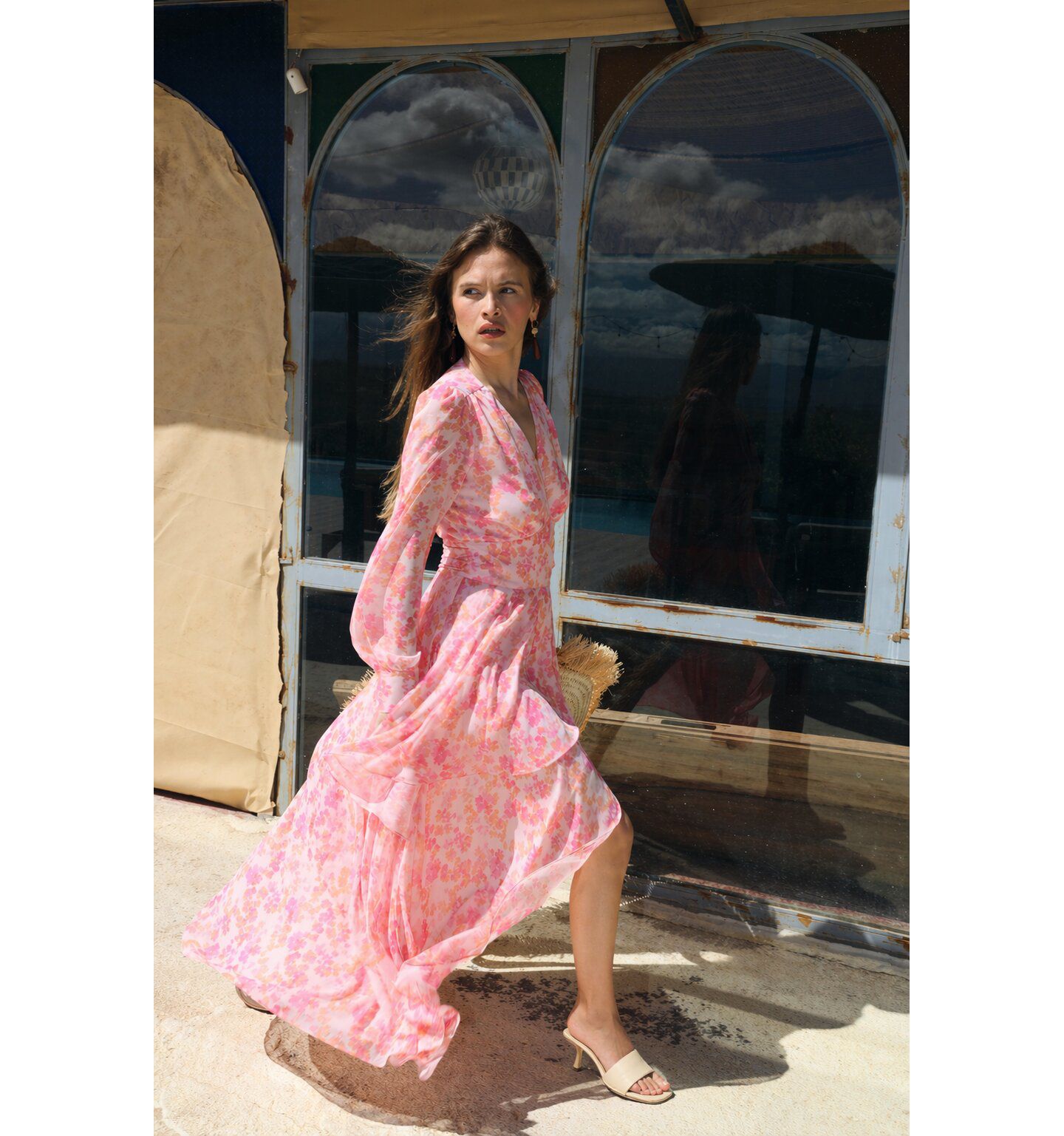 Женское платье CRAS Romance V-Neck Long-Sleeve Floral-Print Maxi, цвет: Cloudy Flower — фото 8