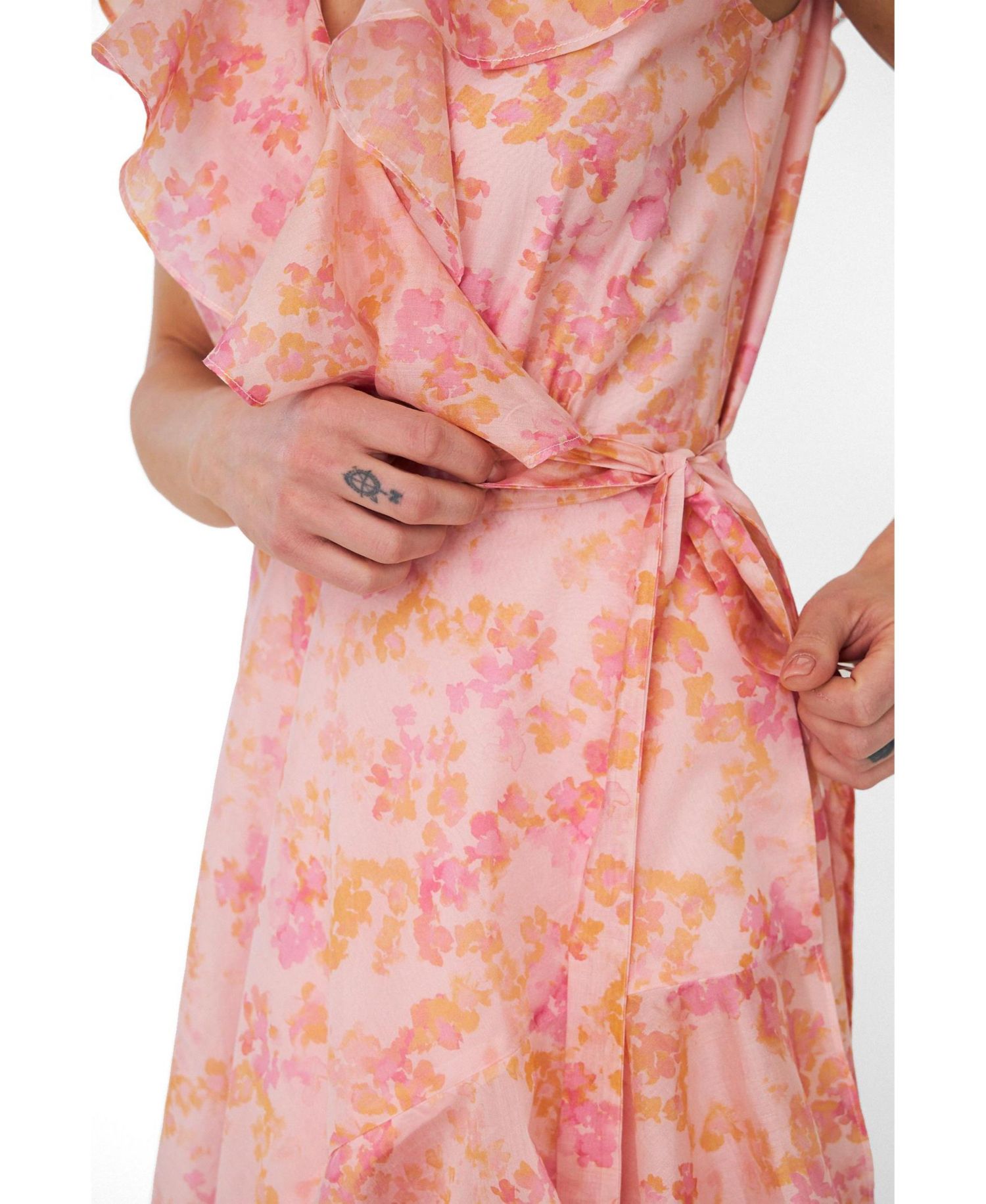 Women's Landon Floral-Print Wrap Ruffle Midi Dress