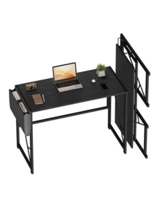 39.4" Folding Computer Desk, Home Office Work Desk with Storage Bag and Hook, Foldable Table Gaming Study Writing Desks for Bedroom