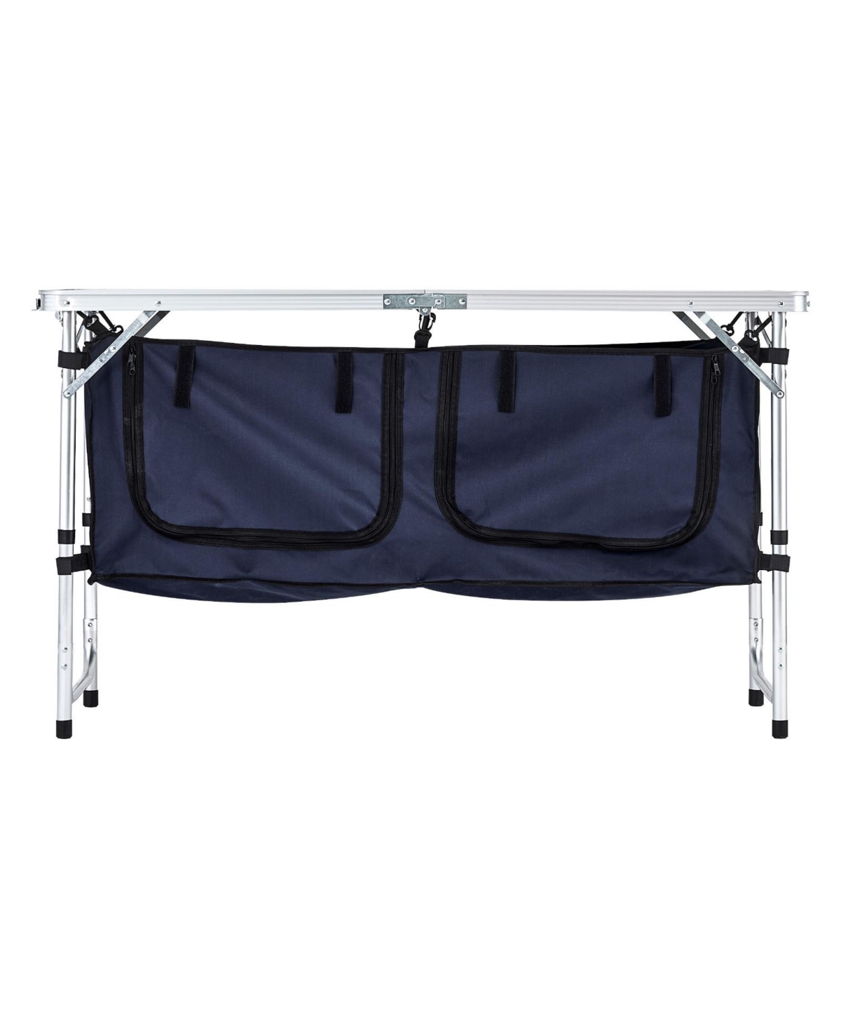 Hongge Folding Aluminum Camping Kitchen Table 47 x 19.3 in Portable Cook Station with Storage Organizer