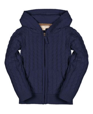 Hope and Henry Boy's XXSmall to Xlarge Organic Long Sleeve Full Zip Hooded Sweater with Elbow Patches