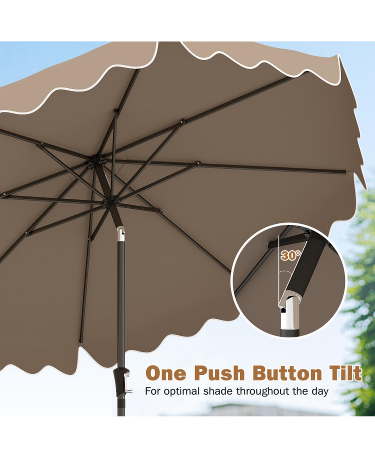 Sugift 9 Feet Patio Umbrella with Weighted Base and 2 Sandbags