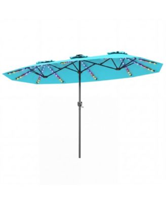 13 Ft Double-Sided Patio Umbrella with Color-Changing Flowing Solar LED Lights