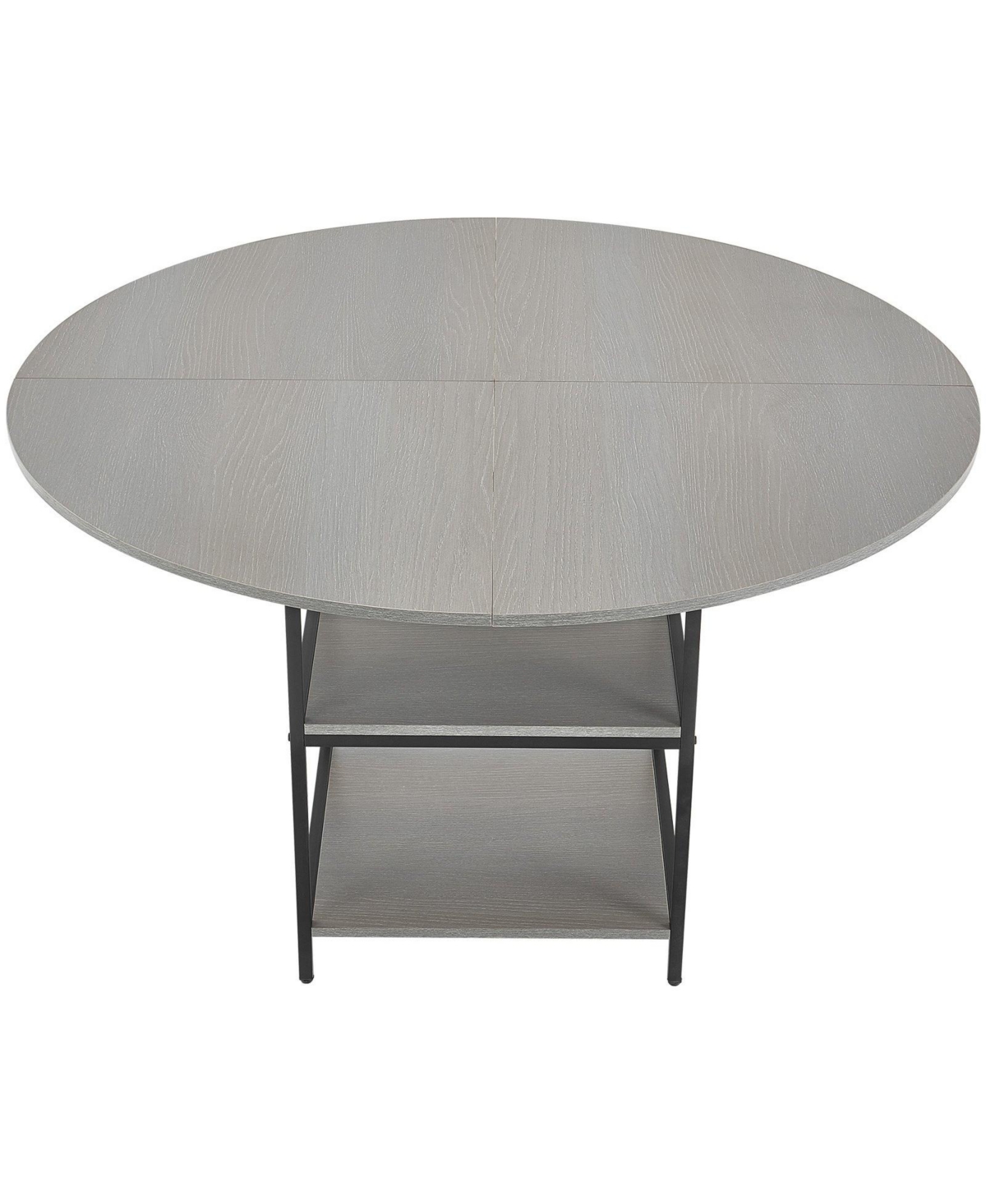 Slickblue Modern Round Dining Table with Storage Shelf and Metal Base